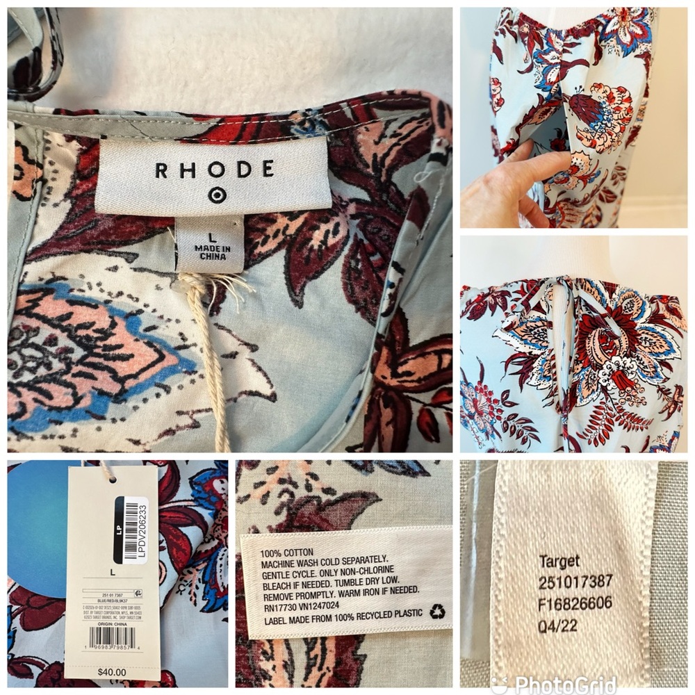 NWT RHODE Target Cut Out Midi Dress Floral Paisley Island Blue Pockets, Large - Picture 15 of 16